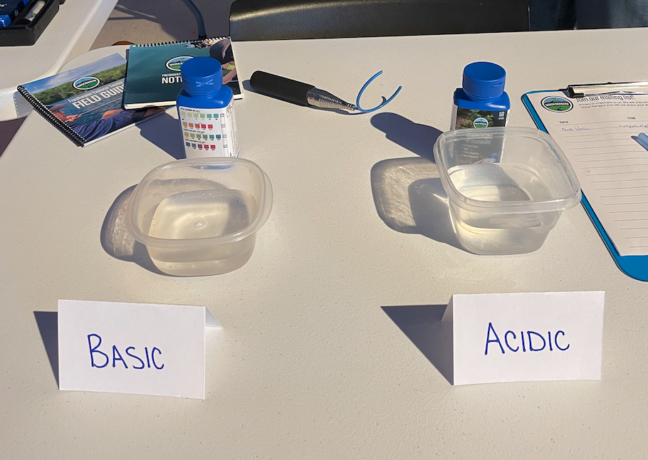 Acidic and basic water samples to test with our pH strips.